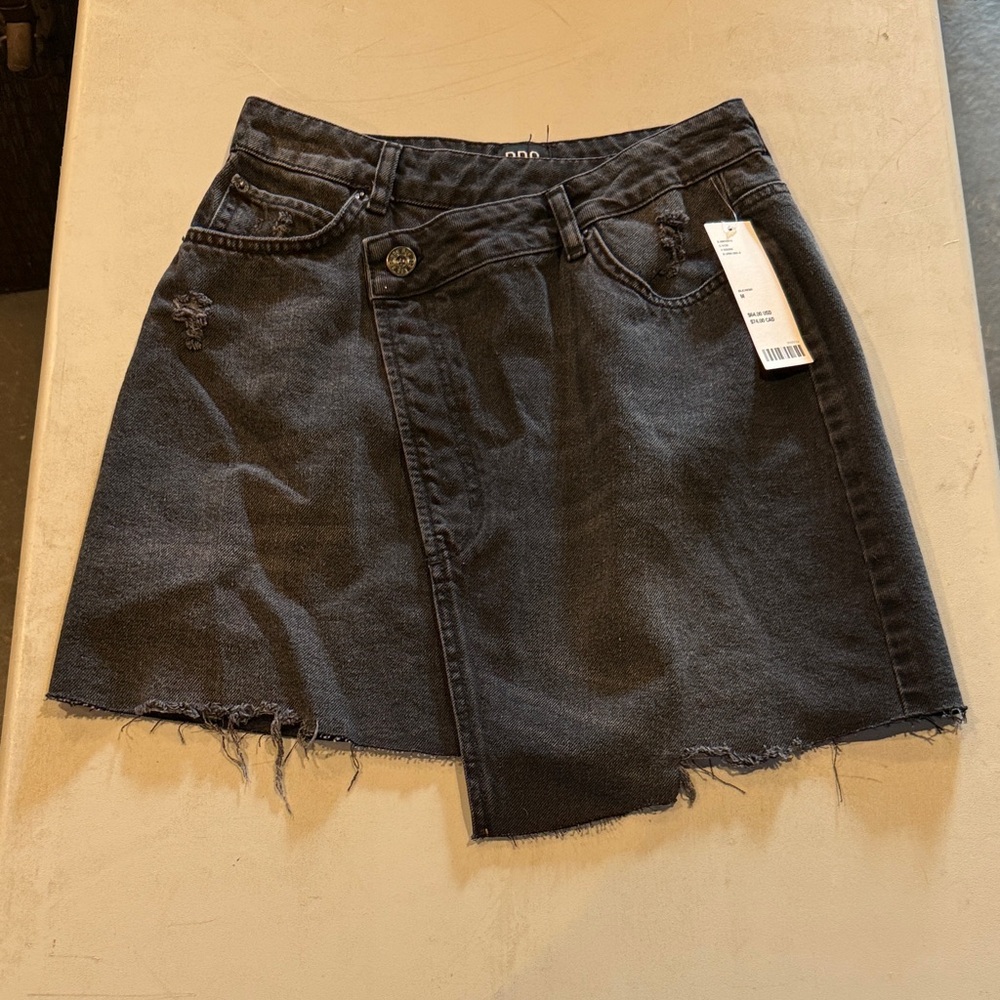 BDG Asymmetrical Black Denim Skirt